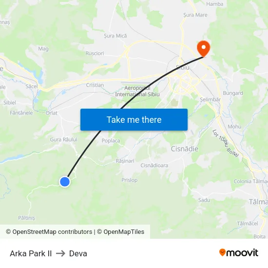 Păltiniș | Arka Park II to Deva map