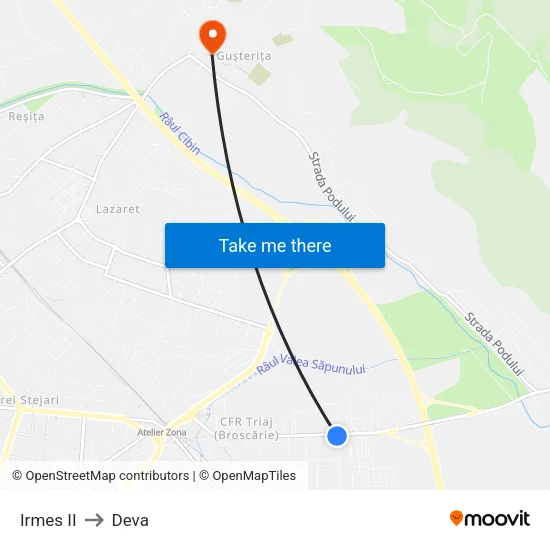 Irmes II to Deva map