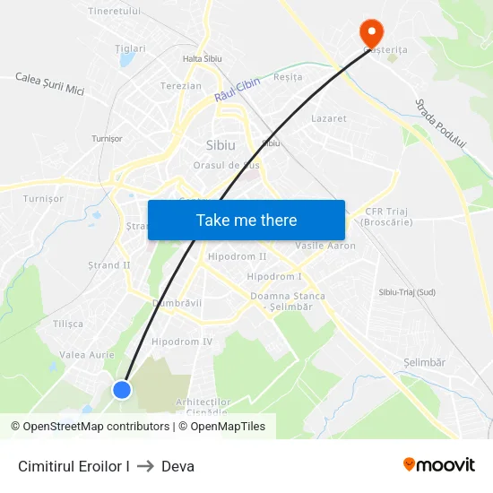 Cimitirul Eroilor I to Deva map