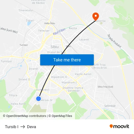 Tursib I to Deva map