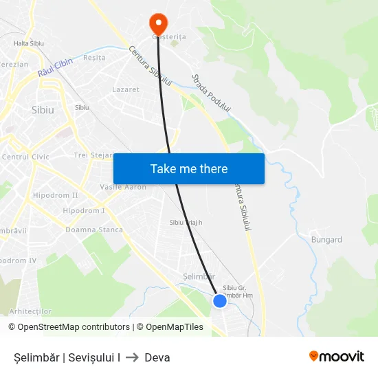 Șelimbăr | Sevișului I to Deva map