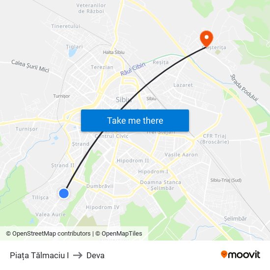 Piața Tălmaciu I to Deva map