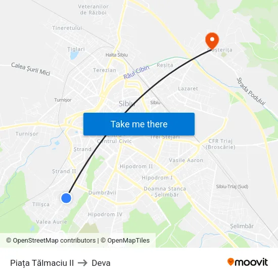 Piața Tălmaciu II to Deva map