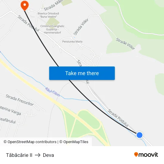 Tăbăcărie II to Deva map