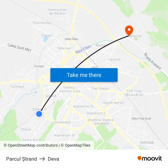 Parcul Ștrand to Deva map