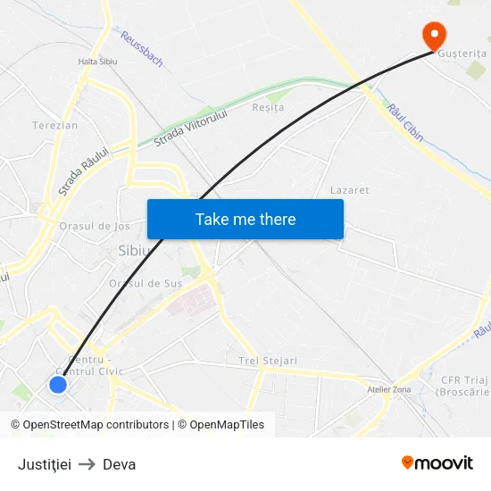 Justiţiei to Deva map