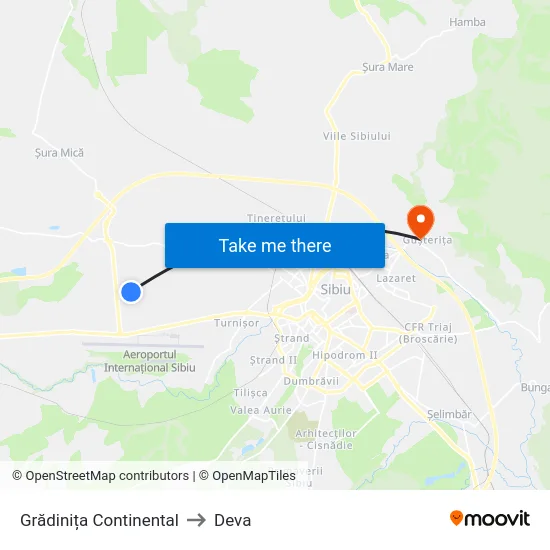 Grădinița Continental to Deva map