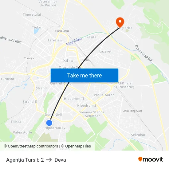 Agenția Tursib 2 to Deva map