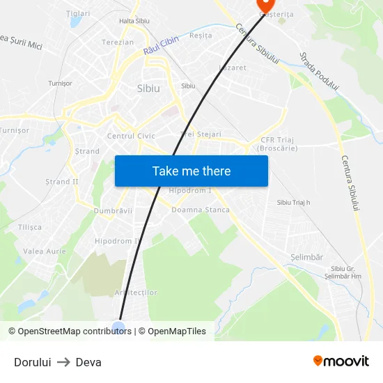 Dorului to Deva map