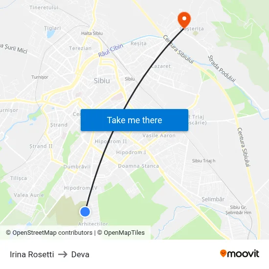 Irina Rosetti to Deva map