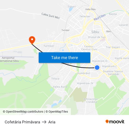 Cofetăria Primăvara to Aria map