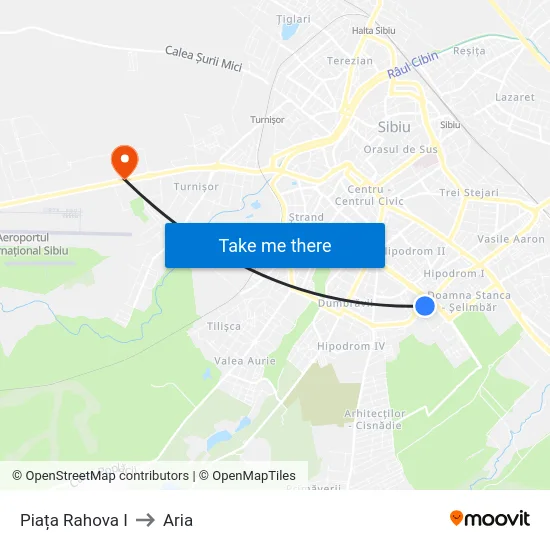 Piața Rahova I to Aria map