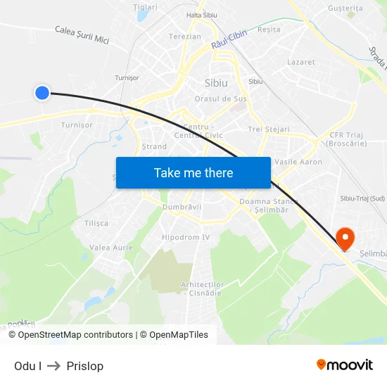 Odu I to Prislop map