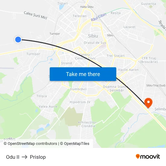 Odu II to Prislop map