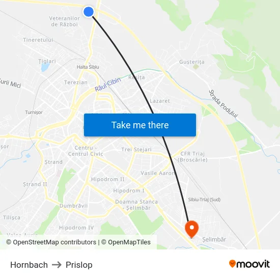 Hornbach to Prislop map