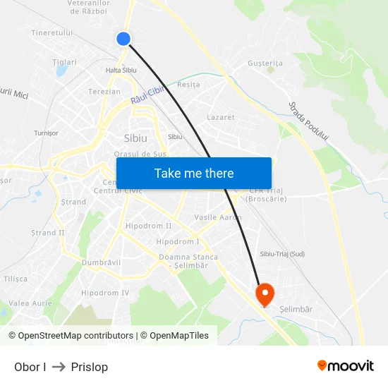 Obor I to Prislop map