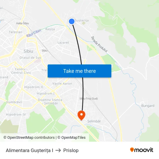 Alimentara Gușterița I to Prislop map