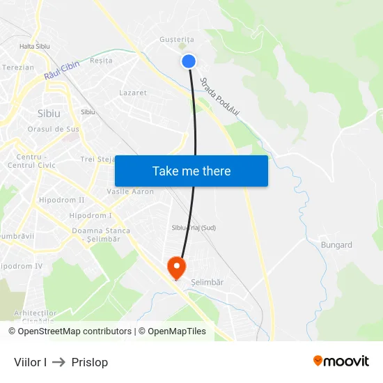 Viilor I to Prislop map