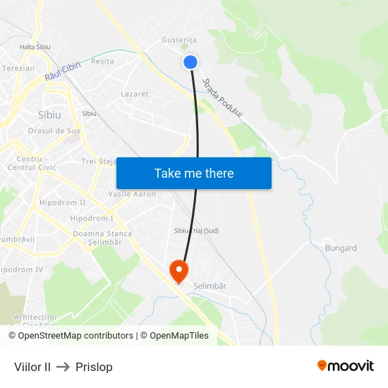 Viilor II to Prislop map