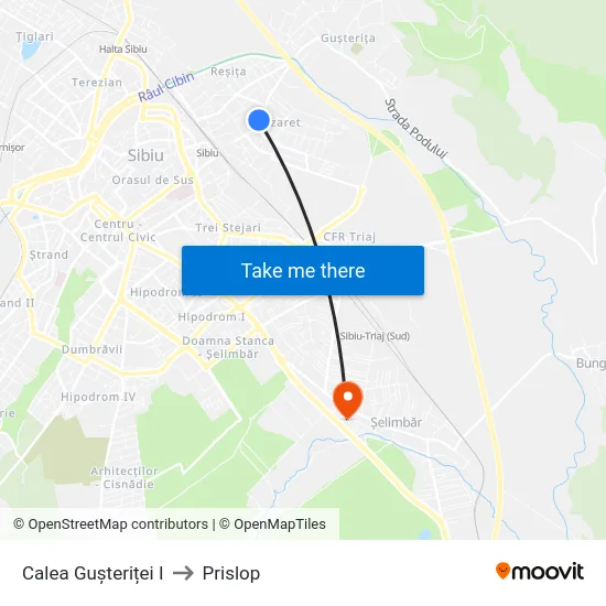 Calea Gușteriței I to Prislop map