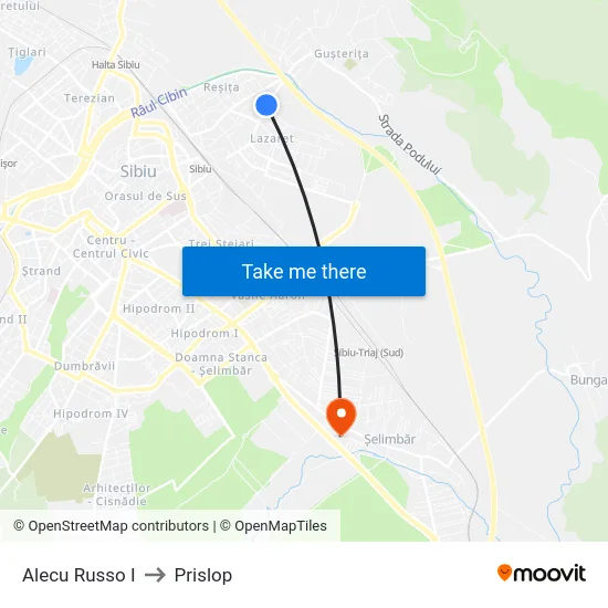 Alecu Russo I to Prislop map