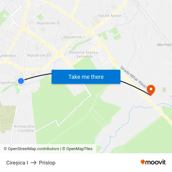 Cireșica I to Prislop map