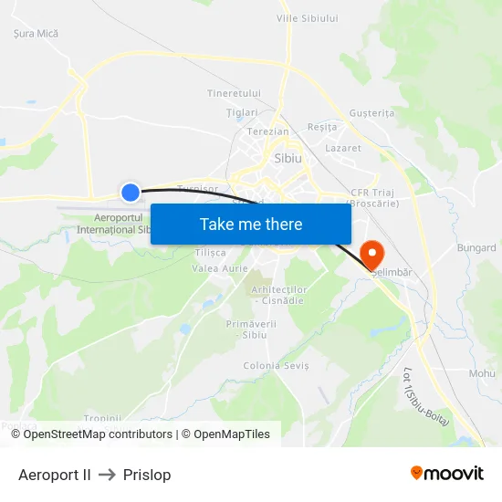 Aeroport II to Prislop map