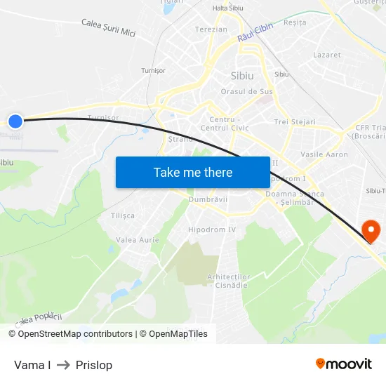 Vama I to Prislop map