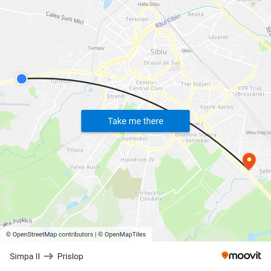 Simpa II to Prislop map