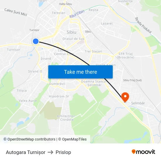 Autogara Turnișor to Prislop map