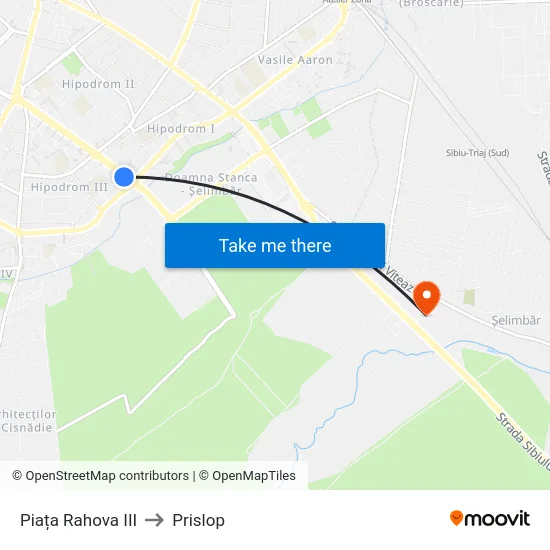 Piața Rahova III to Prislop map