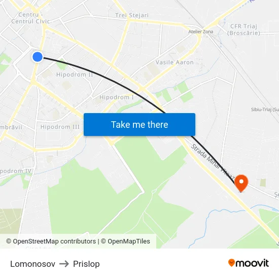 Lomonosov to Prislop map