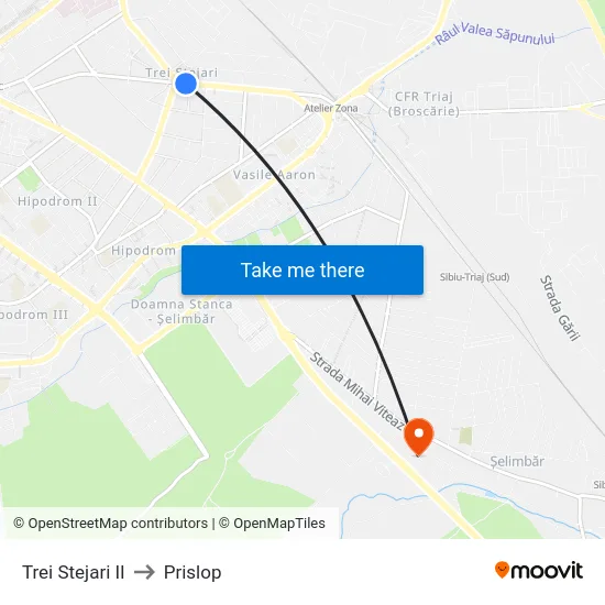 Trei Stejari II to Prislop map