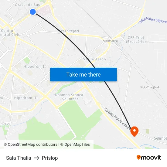 Sala Thalia to Prislop map