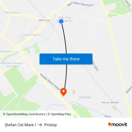 Ștefan Cel Mare I to Prislop map