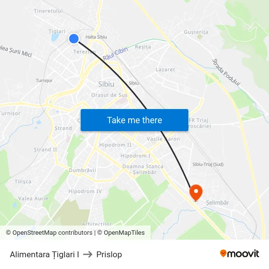 Alimentara Țiglari I to Prislop map