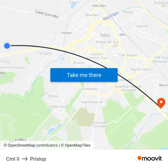 Turda II to Prislop map