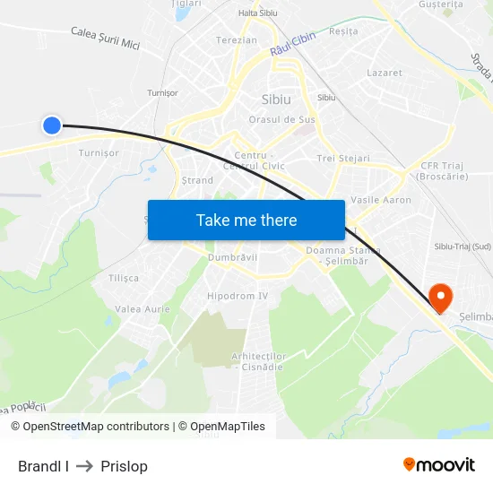 Brandl I to Prislop map