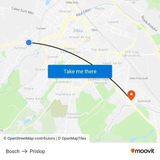 Bosch to Prislop map