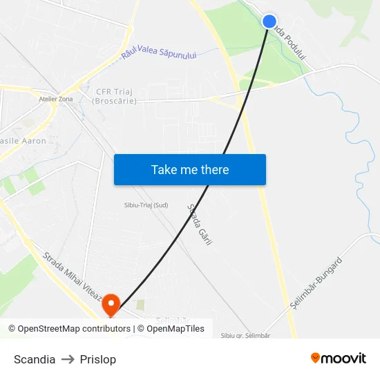 Scandia to Prislop map
