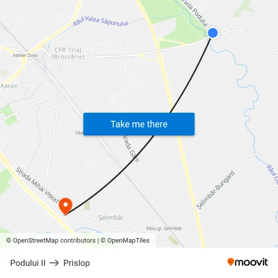 Podului II to Prislop map