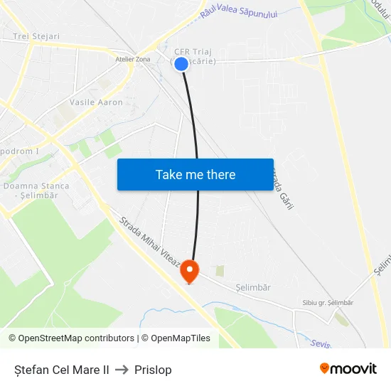 Ștefan Cel Mare II to Prislop map