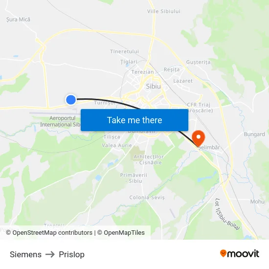 Siemens to Prislop map
