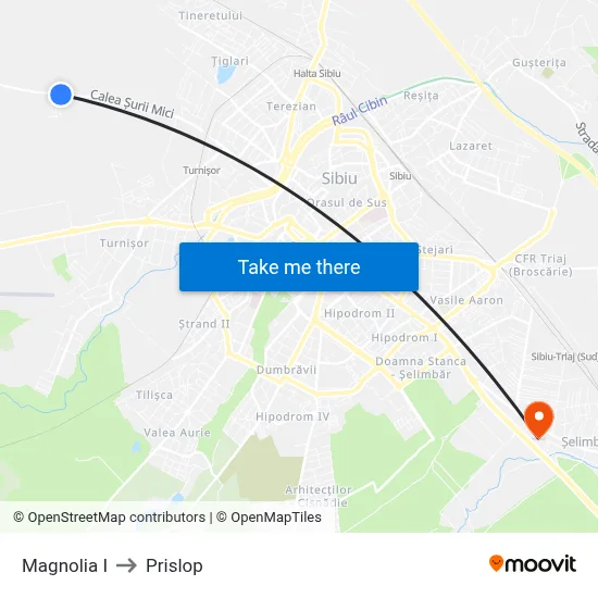 Magnolia I to Prislop map