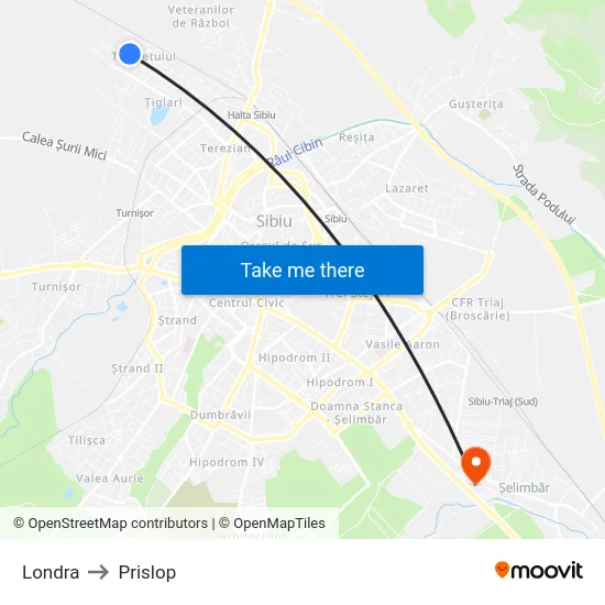 Londra to Prislop map