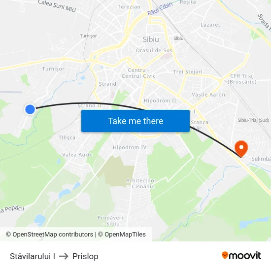 Stăvilarului I to Prislop map