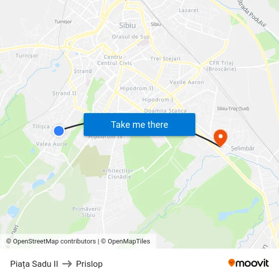 Piața Sadu II to Prislop map