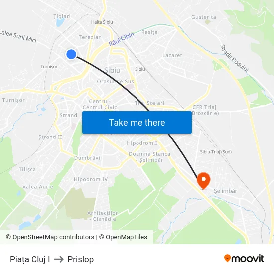 Piața Cluj I to Prislop map