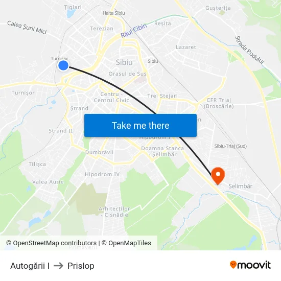 Autogării I to Prislop map