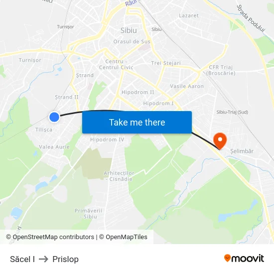 Săcel I to Prislop map